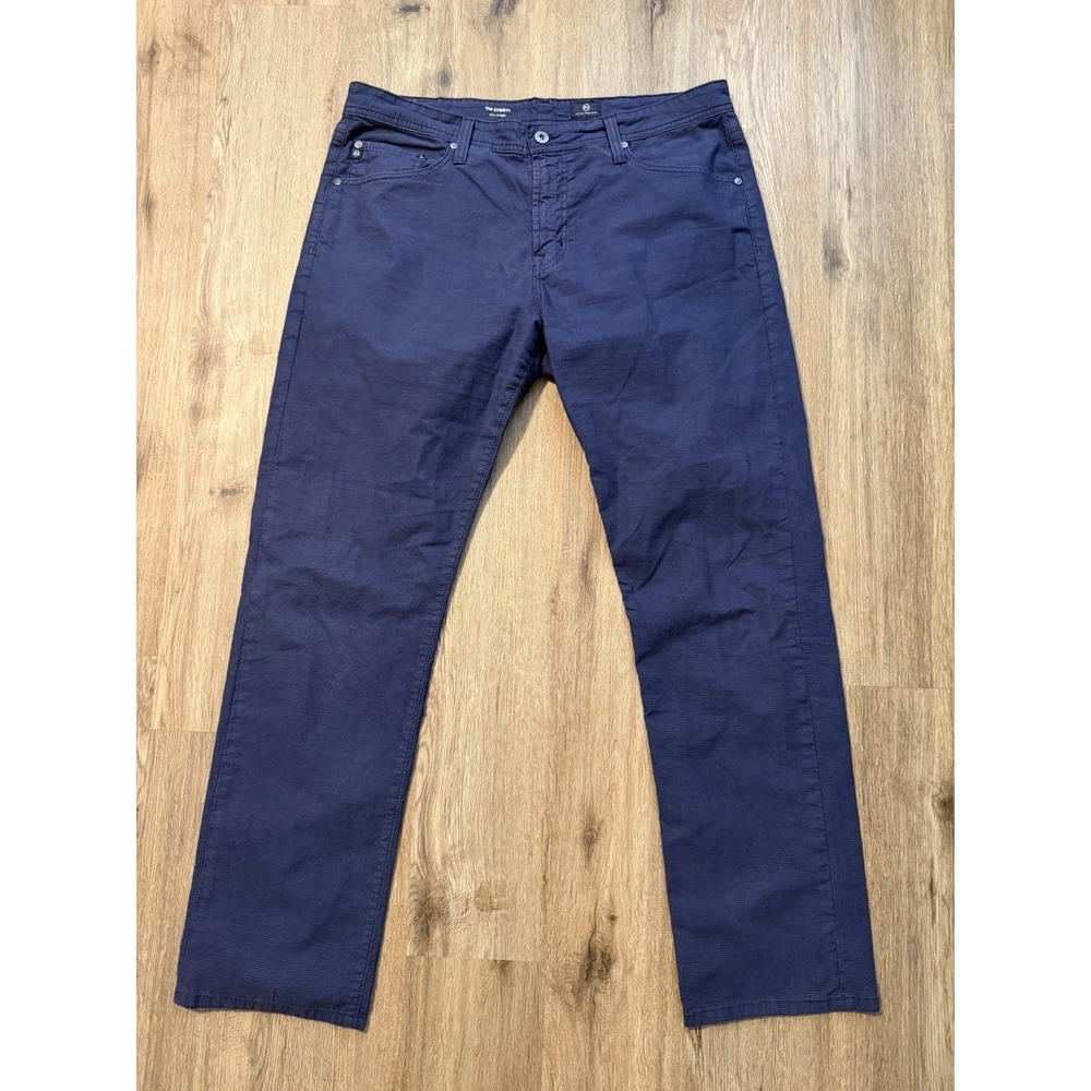AG Adriano Goldschmied Pants Mens 36x34 Blue Everett Slim Straight Plaid